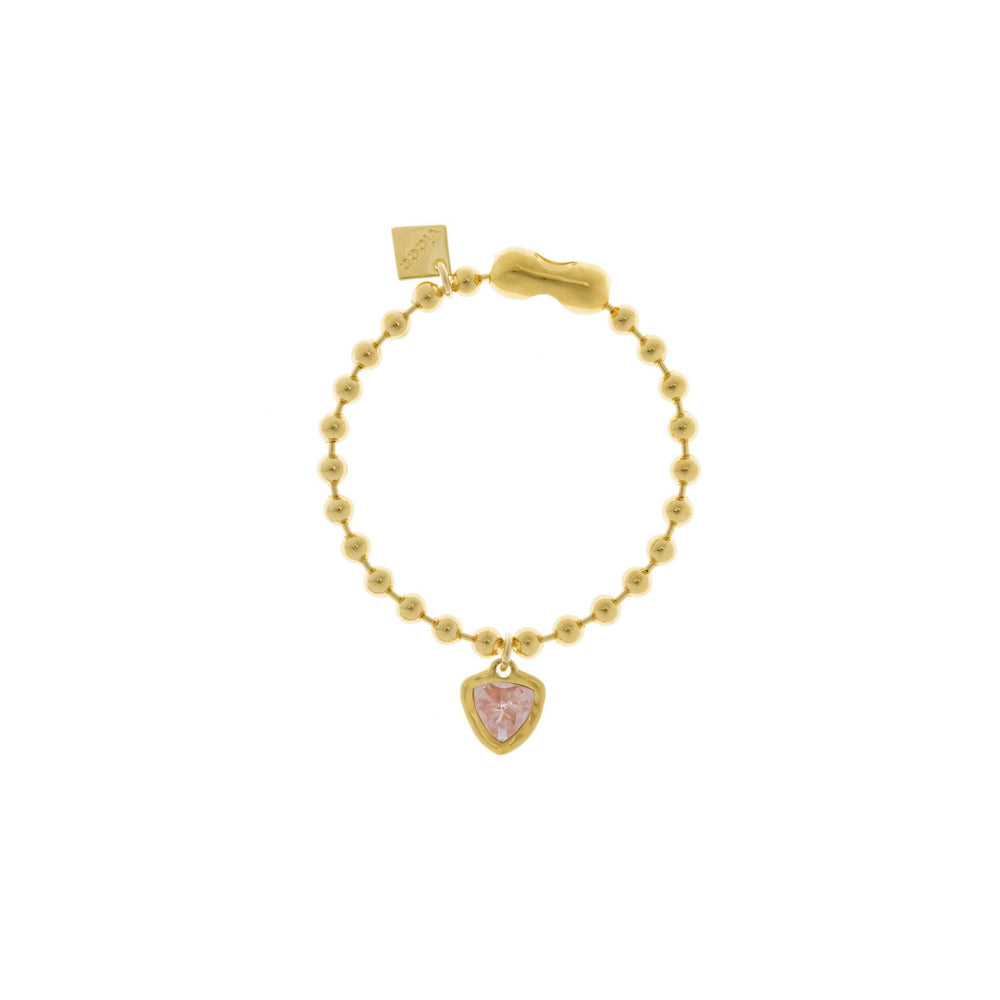 Gold Ball Chain Bracelet, Gold plated ball bracelet with one triangle crystal charm