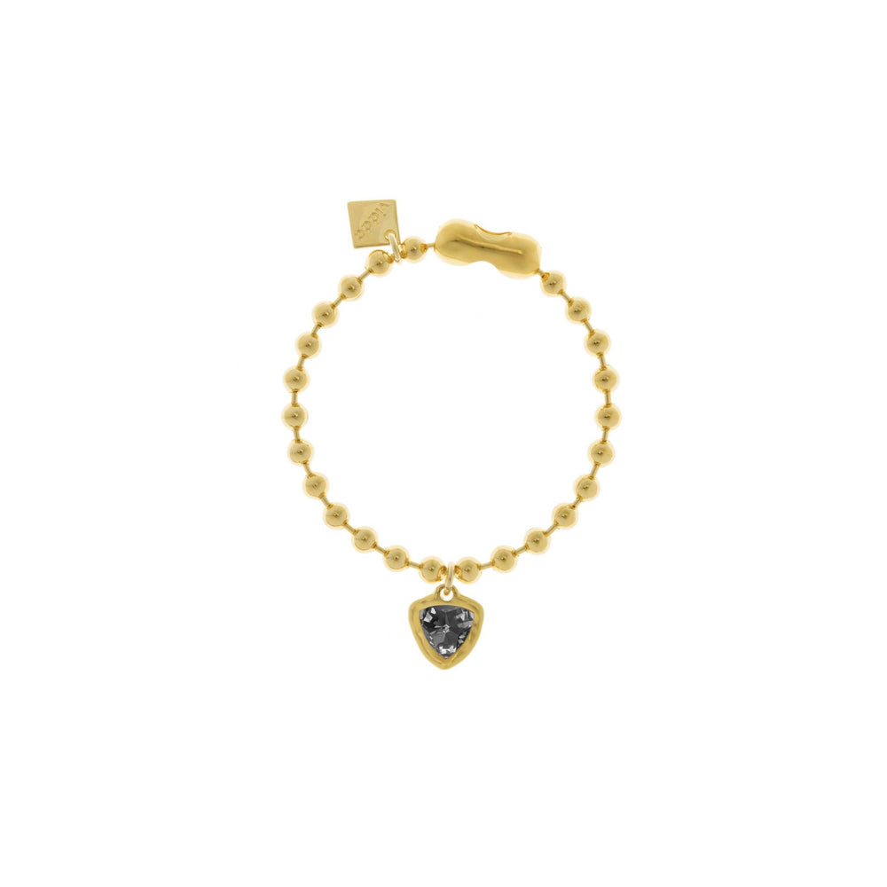 Gold Ball Chain Bracelet, Gold plated ball bracelet with one triangle crystal charm