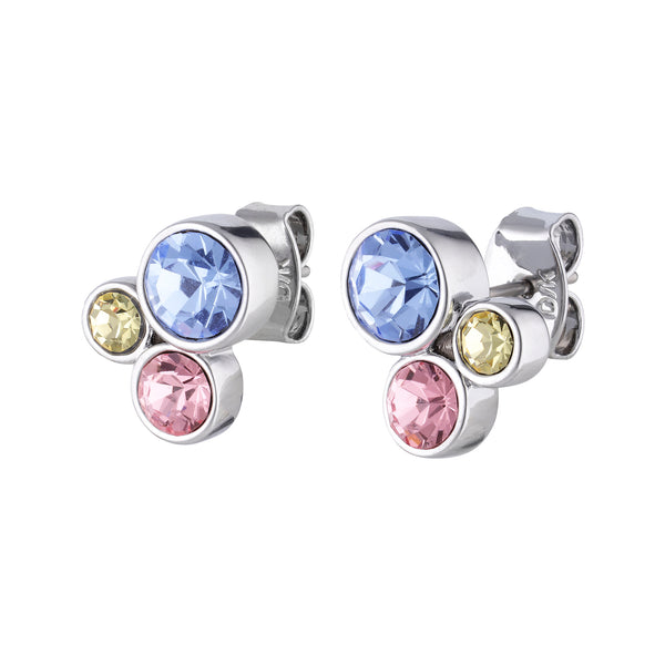 Sterling Silver Plated Multi Colored Stud Earrings, ( Multicolor Stud Earrings )