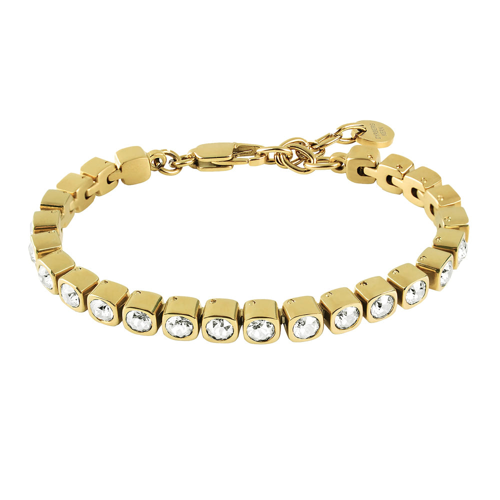 Clear Crystal Tennis Bracelet, Gold Plated Tennis Bracelet