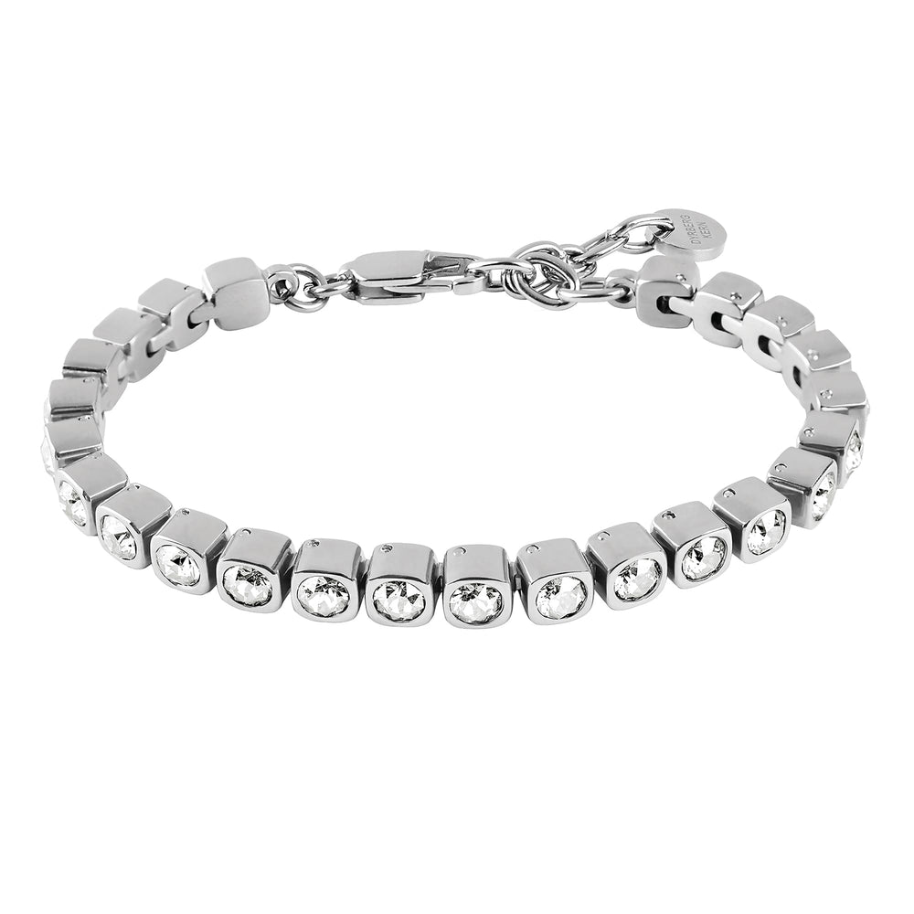 Clear Crystal Tennis Bracelet, Sterling Silver Plated Tennis Bracelet