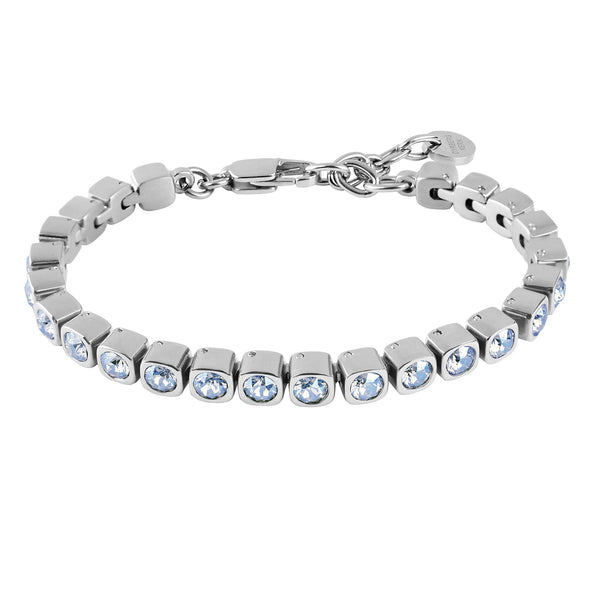 Light Blue Tennis Bracelet, Crystal Sterling Silver Plated Blue Tennis Bracelet