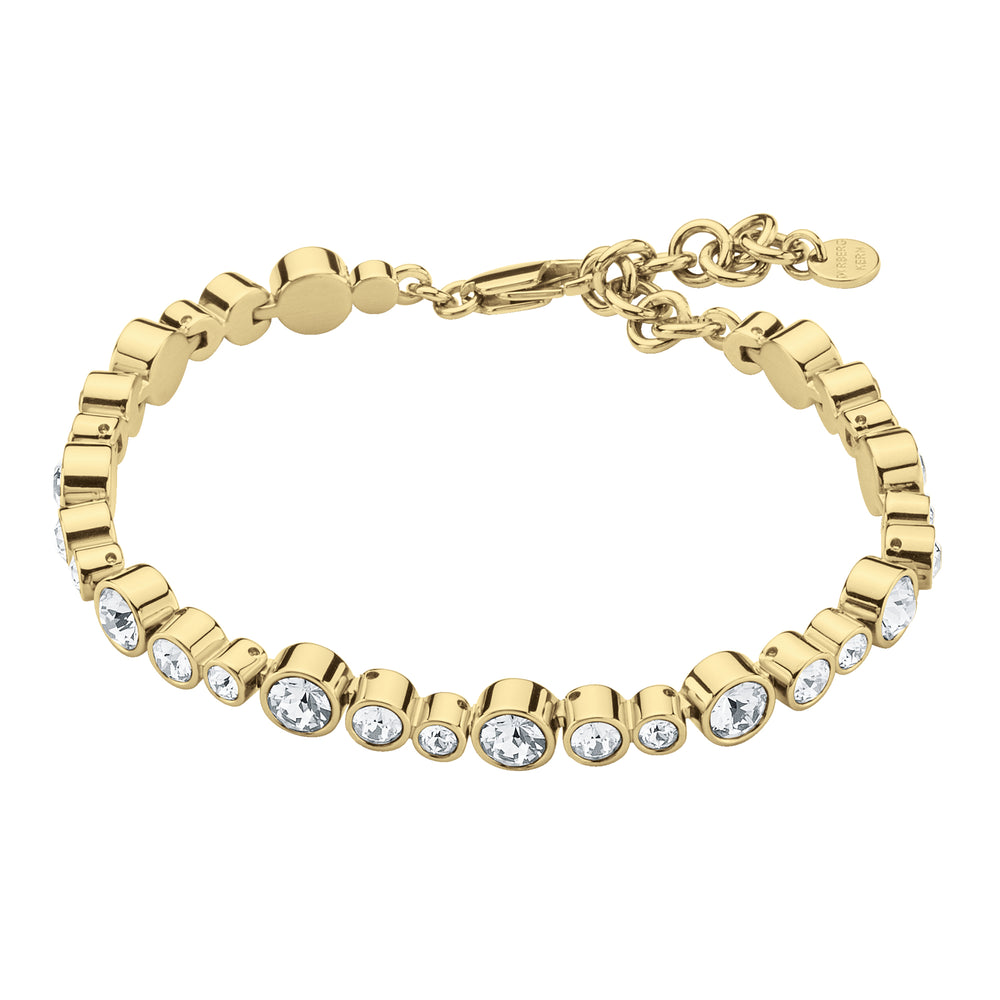 White Crystal Tennis Bracelet, White Crystal Gold Plated Tennis Bracelet