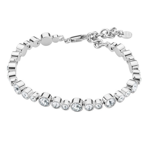 White Crystal Tennis Bracelet, Sterling Silver Plated Tennis Bracelet