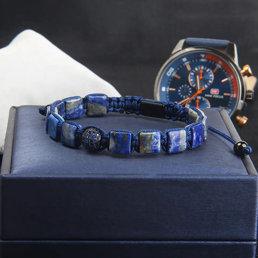 Lapis Lazuli Bracelet, Blue Crystal & Lapis Lazuli Macrame Bracelet