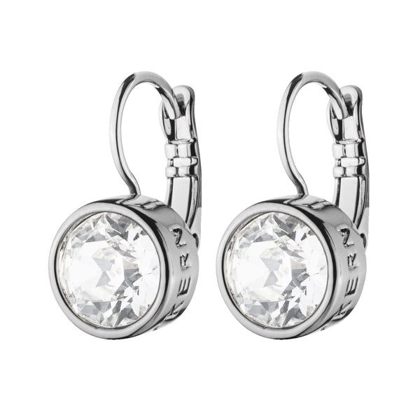 White Topaz Silver Plated Hook Earrings, Clear Crystal