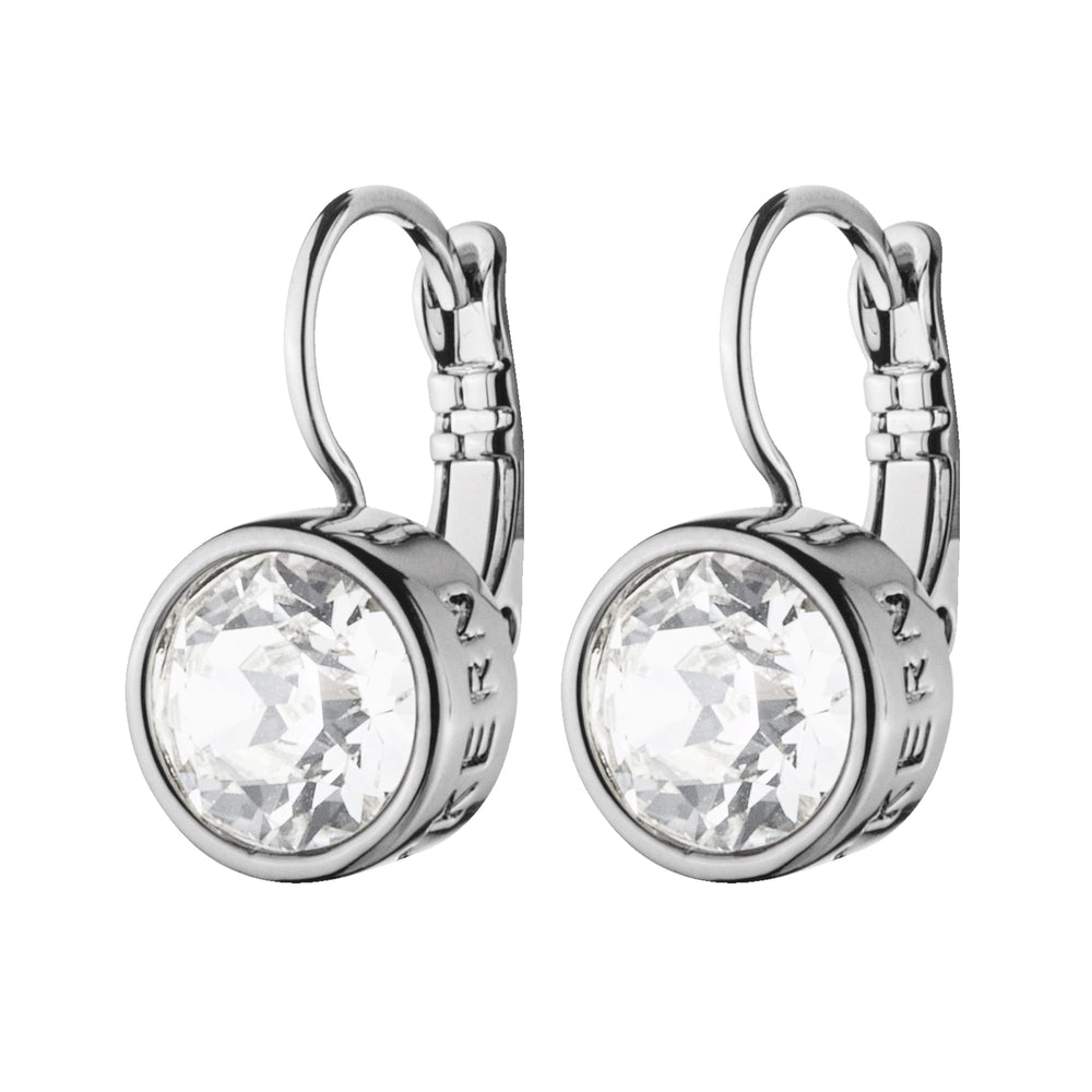 White Topaz Silver Plated Hook Earrings, Clear Crystal