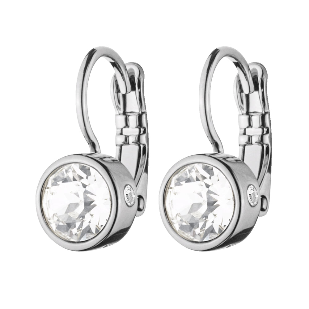 White Topaz Sterling Silver Plated Hook Earrings, Clear Crystal