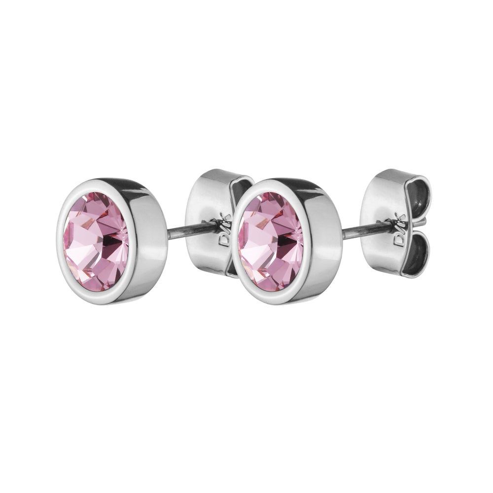 Light Rose Crystal Sterling Silver Plated Stud Earrings