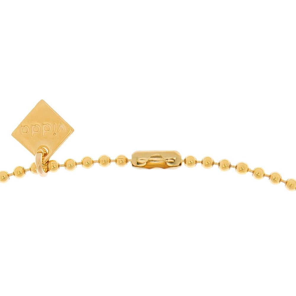 Gold Plated mini-ball chain necklace with one triangle crystal charm