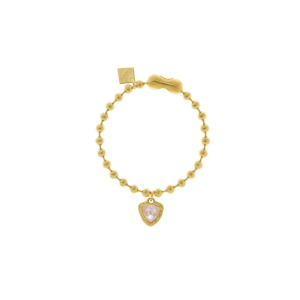 Gold Ball Chain Bracelet, Gold plated ball bracelet with one triangle crystal charm