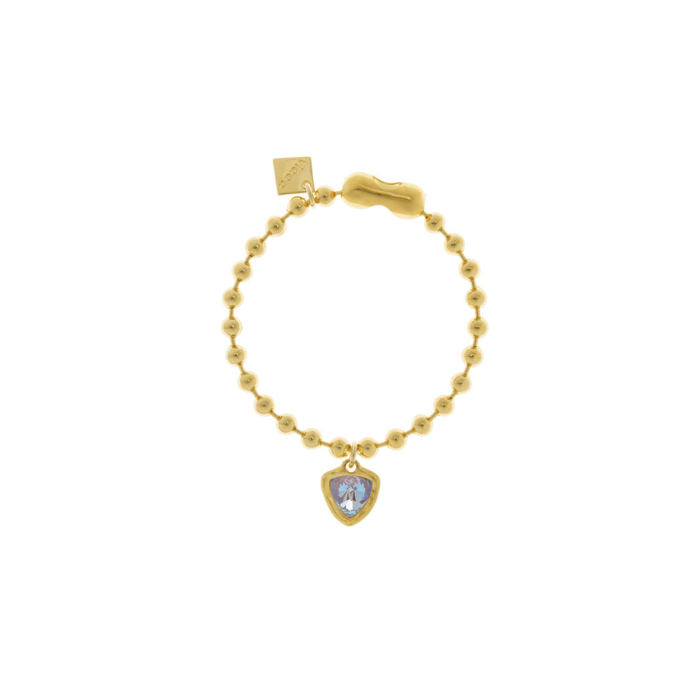 Gold Ball Chain Bracelet, Gold plated ball bracelet with one triangle crystal charm